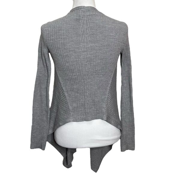 Athleta Solstice Wrap Merino Wool Ribbed Draped Gray Cardigan Sweater Size XXS - Picture 7 of 11